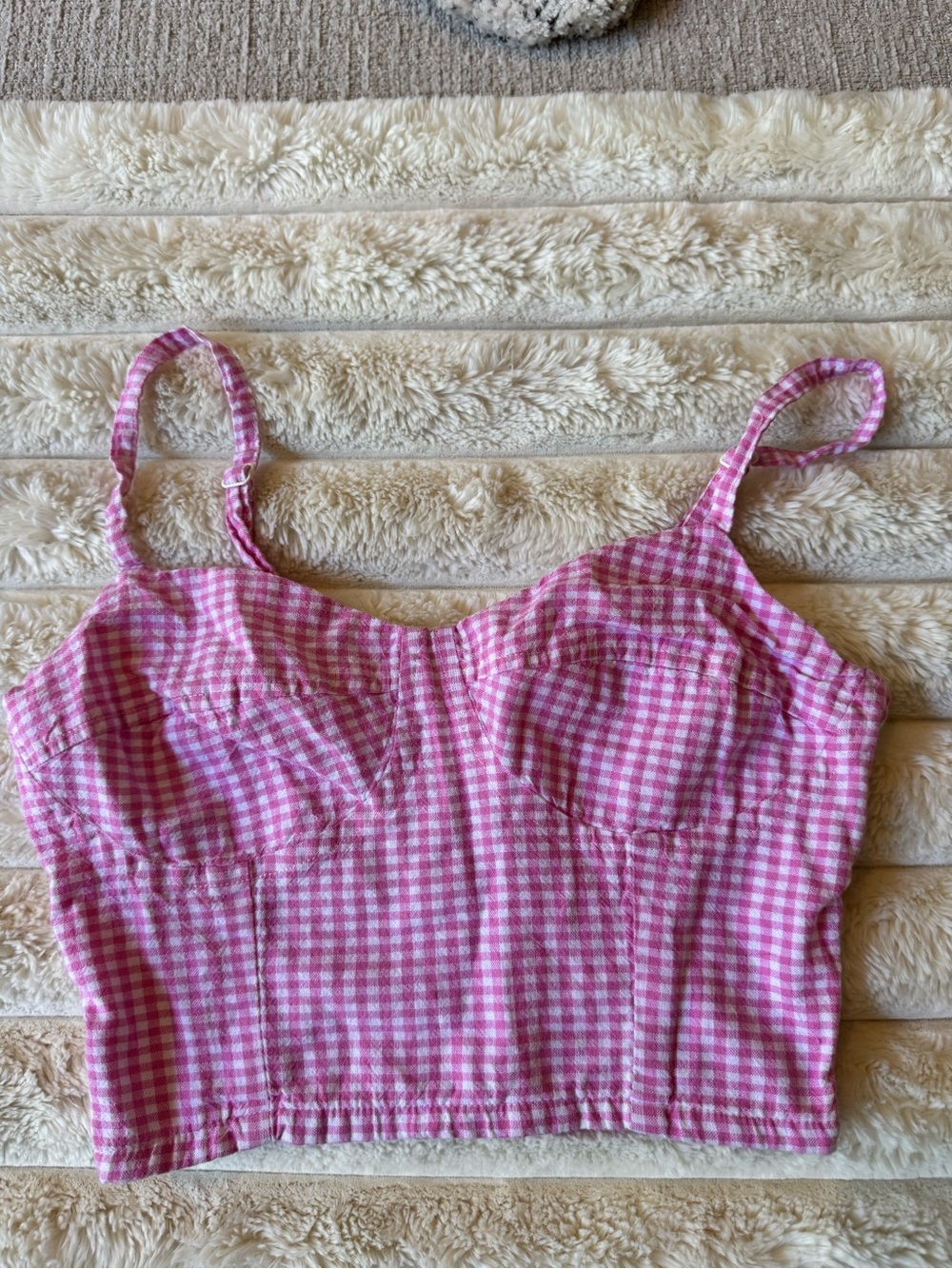 Pink gingham bustier corset crop top